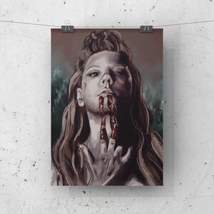 LAGERTHA ART PRINT, Vikings gift, Shield-Maiden illustration, Katheryn Winnick Portrait, Pagan Decor, A3 A4 7x5 6x4
