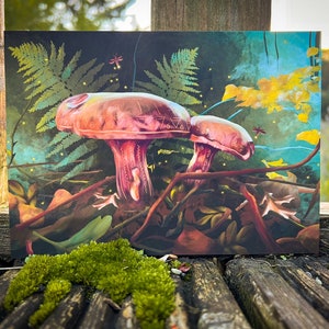 Impressão artística de COGUMELO DA FLORESTA, ilustração de conto de fadas, presente para amantes da natureza, A3 A4 5x7 4x6