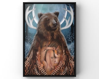 Divine Motherhood Art Print, Pagan Goddess Illustration