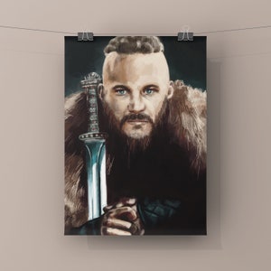Impressão artística RAGNOR LOTHBROK, arte de fã de Vikings, retrato de Travis Fimmel, pôster de guerreiro nórdico, A3 A4 7x5 6x4