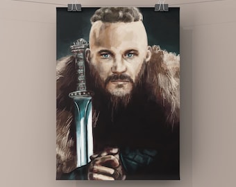 Ragnar Lothbrok Art Print, Vikings TV Series Portrait