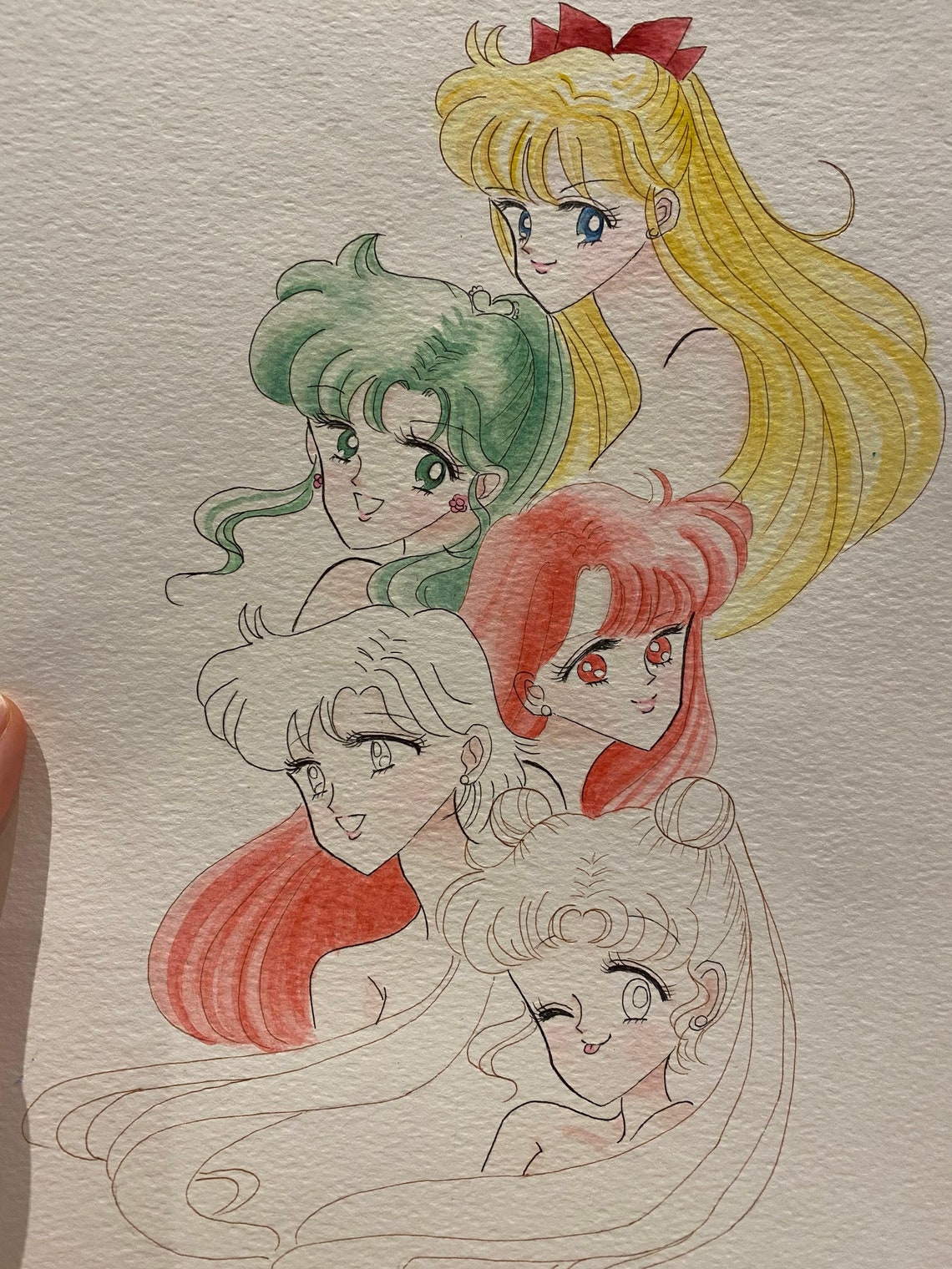 Sailor moon 100% hand illustrated drawings watercolour | Etsy
