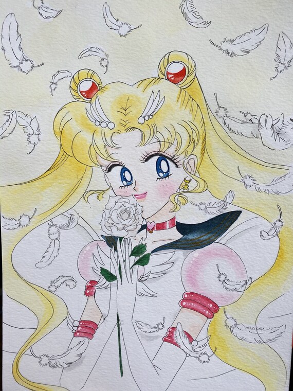 Sailor moon 100% hand illustrated drawings watercolour | Etsy