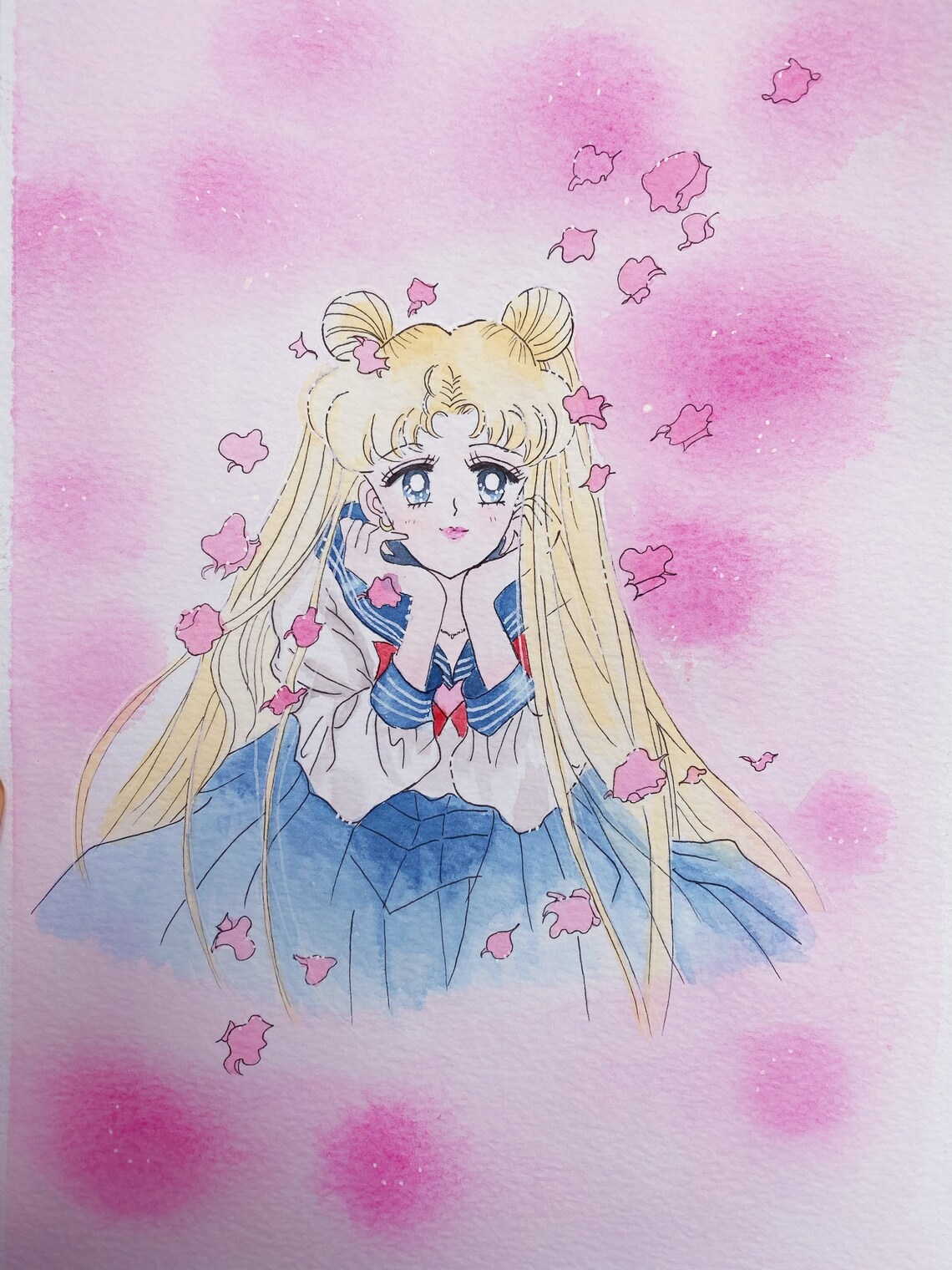 Sailor moon 100% hand illustrated drawings watercolour | Etsy
