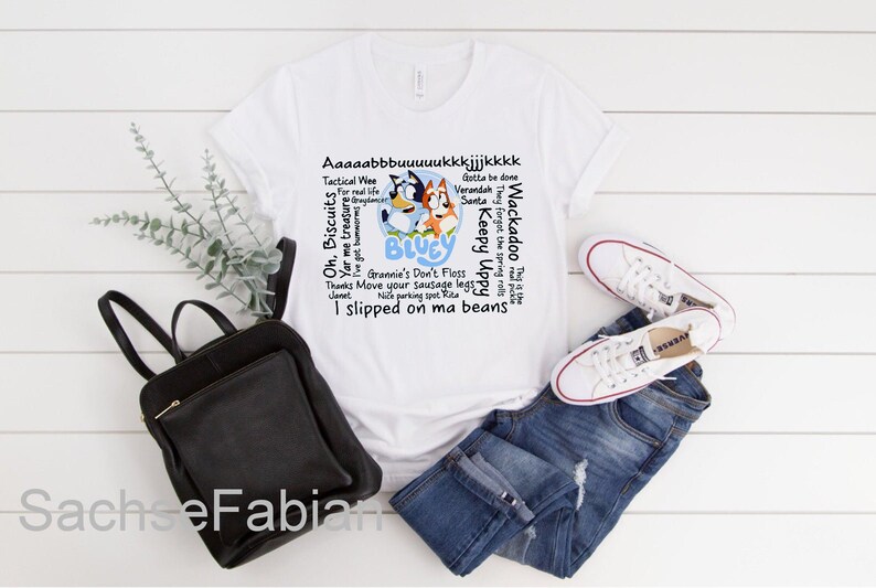 Disney Shirt Bl-ue-y and Bingo Look a like quotes t shirt Bluey disney Shirt Bluey Family Abbey Road Parody Shirt For Fans Bluey T-shirt