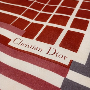 Christian Dior Edition Fleurs & Lignes Foulard Vintage 1990's Carré Soie 75 cm