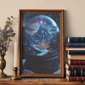 Boule à neige inspirée de Velaris en téléchargement numérique | Art mural inspiré d'ACOTAR | Illustration de ville fantastique | Plusieurs tailles incluses