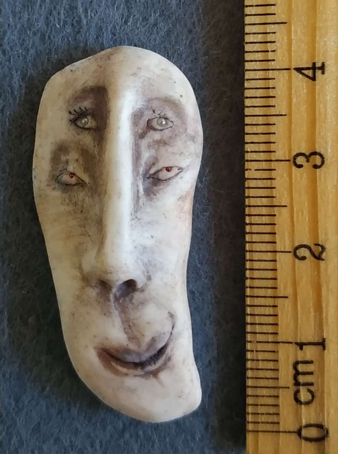 Creepy Four eyed Monster Flat Polymer Clay Face for DIY Etsy