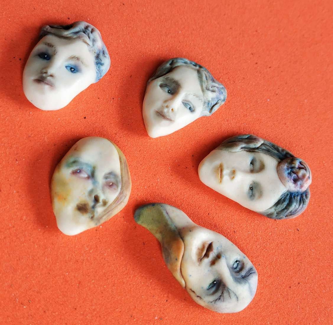 5 Girls Polymer Clay Faces 5 pc set Etsy