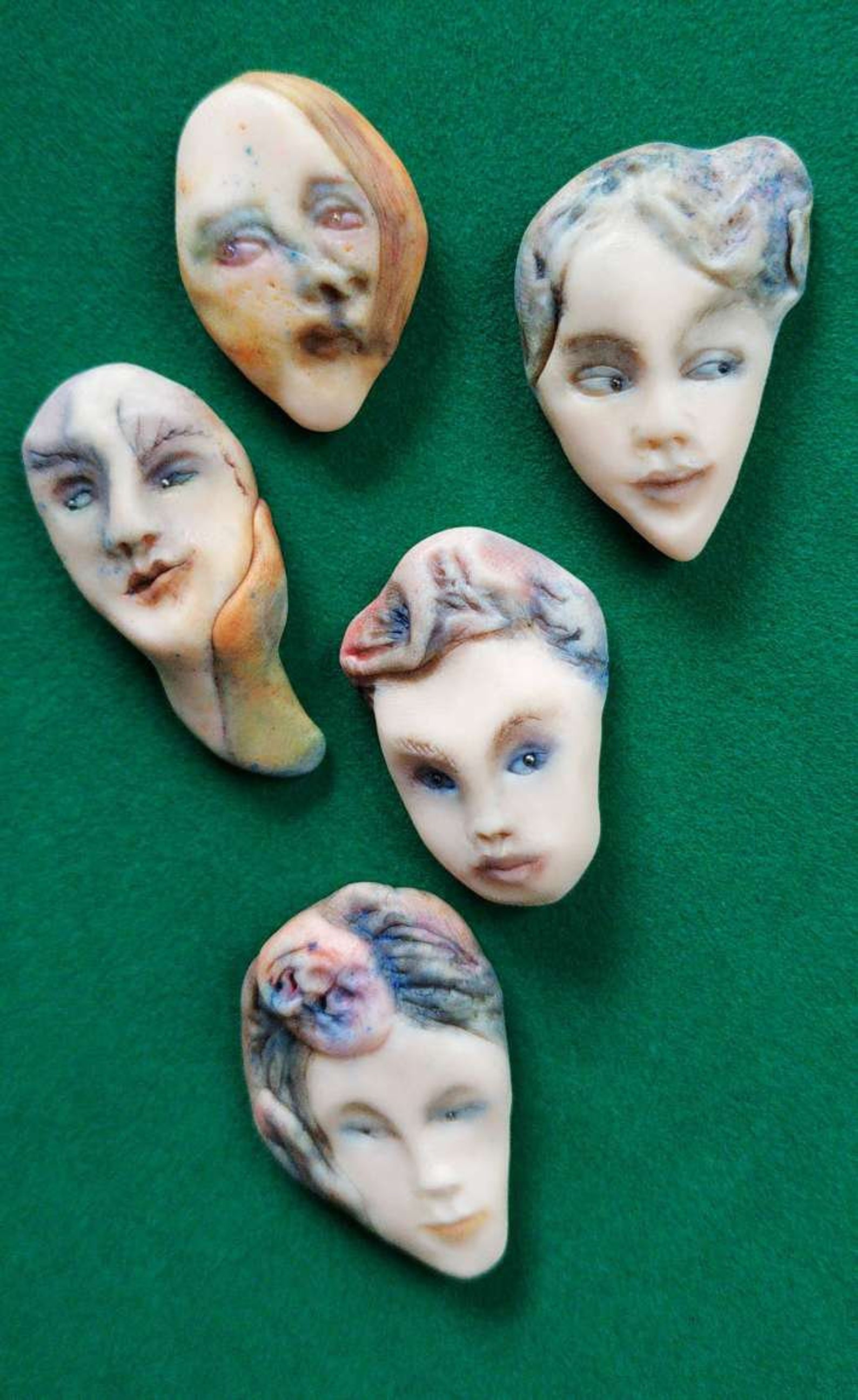 5 Girls Polymer Clay Faces 5 pc set Etsy