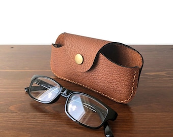 Soft Leather Eyeglass/Sunglass/Spectacle Case with Snap Closure
