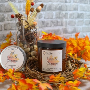 Cedar and Cinnamon Scented Soy Wax Candle | 13 oz | 8 oz