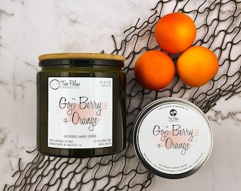 Goji Berry & Orange Scented Soy Wax Candle | 13 oz | 8 oz