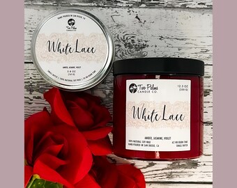 White Lace Scented Soy Wax Candle | 13 oz | 8 oz