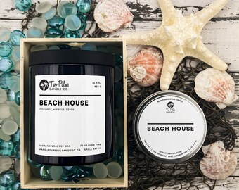 Beach House Scented Soy Wax Candle | 16 oz | 8 oz