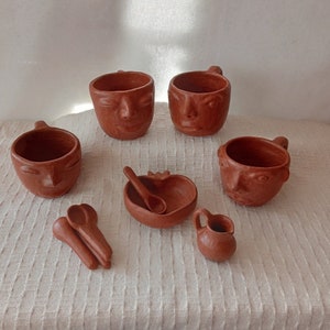 Traditional Oaxaca Red clay coffee set