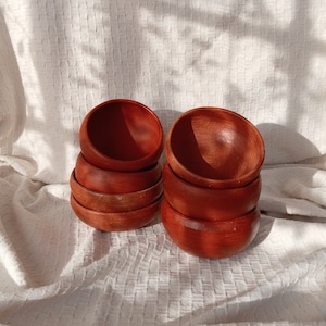 Red clay bowls set handmade in Oaxaca