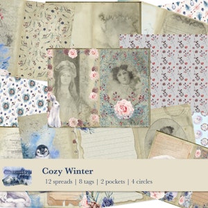 Cozy Winter | Animals | Digital | Junk Journal kit | Digital Download | Instant | Pages | Printable | Ephemera | Shabby Chic | Watercolor