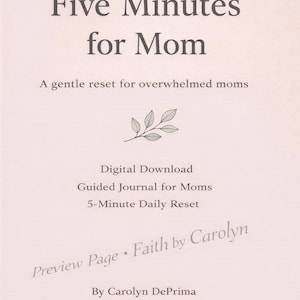Five Minute Reset Journal for Moms | Printable Guided Journal |Self Care Reflection Workbook |Weekly Reflection & Daily Reset|Instant PDF