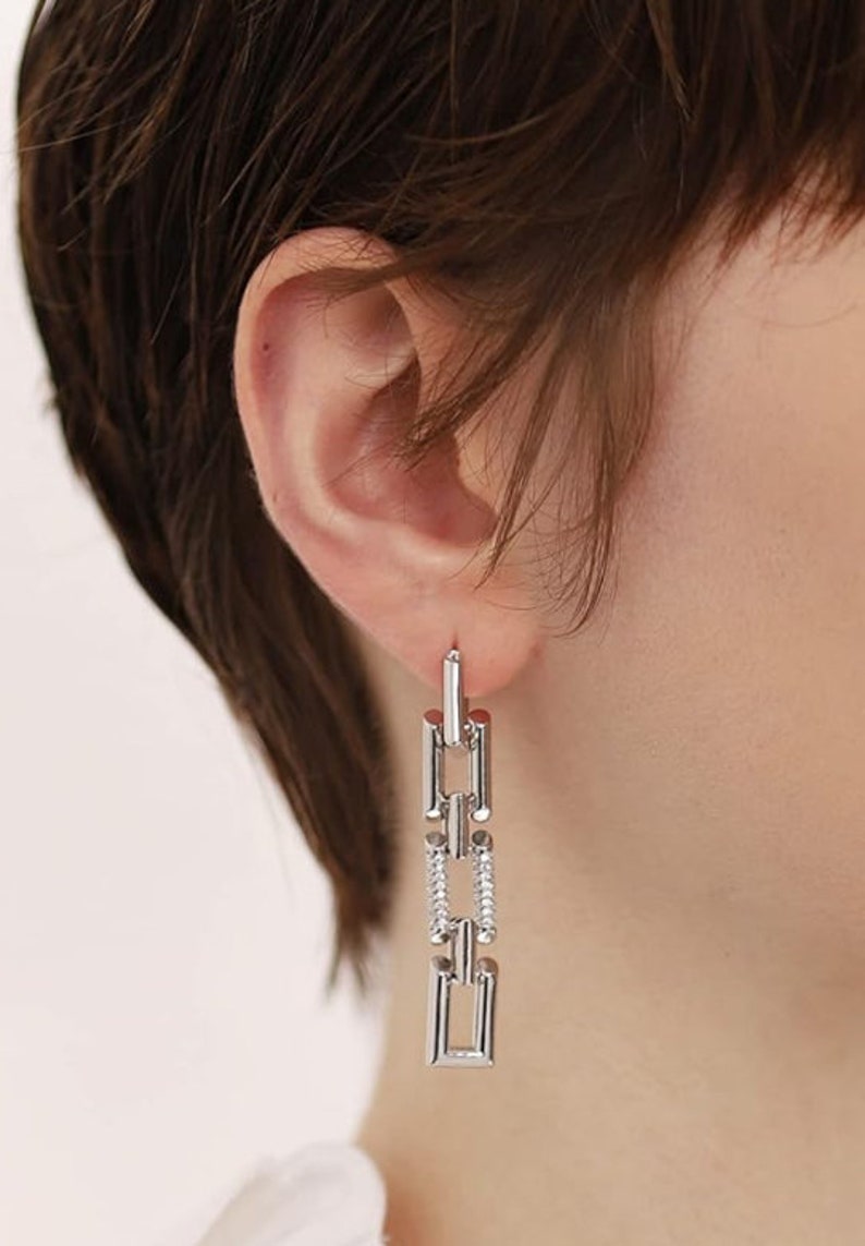 Beautiful Semijoias CZ Chain Link Dangle Earrings for Women With Cubic