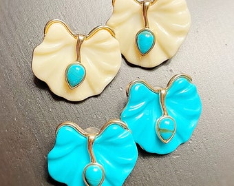 Werneck  Resin Large Flower Earring Cute Big  Acrylic Earrings for Girls Blue Fashion Jewelry Brincos Female