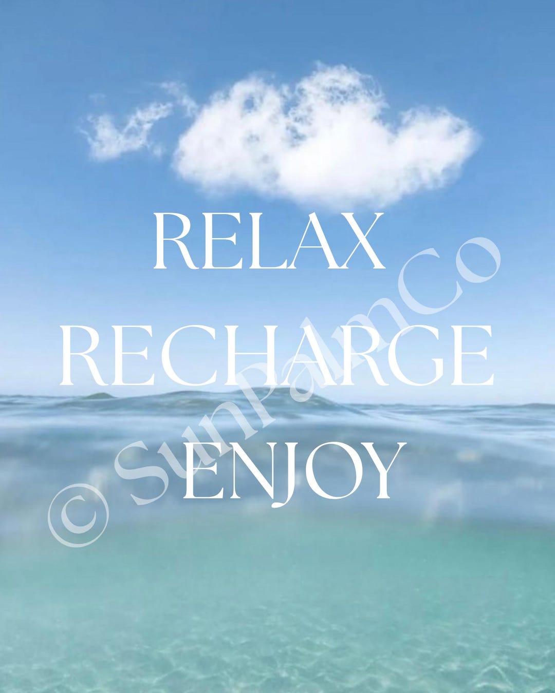 Recharge Printable Sign Relax Recharge Enjoy - Coastal Printable Wall Art - Airbnb Sign ...