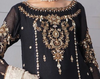 Pink Tulip Pakistani Indian Designer Wear Black Lehenga - PR 1028