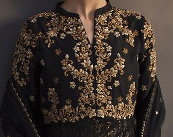 Pink Tulip Pakistani Indian Designer Wear Black Peshwas with Duppata - PR 1016