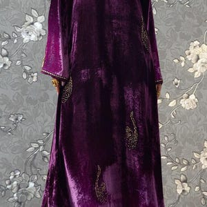 Purple Velvet Embroidered Kaftan Dress | Luxury Formal Wear by Pink Tulip | Model PR-0455