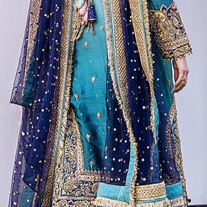 Blue Pique Vintage Day Gown With Tulip Embroidery main image 1