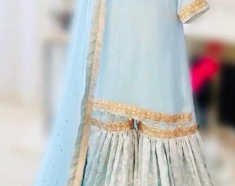 Traje gharara elegante indio paquistaní