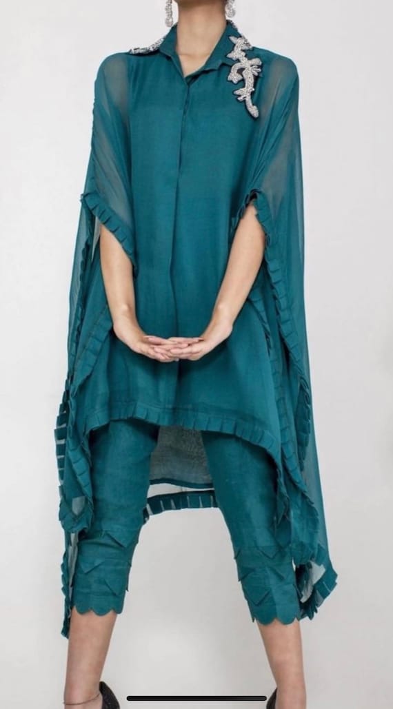 blue cape dress Design by Aida By Priyanka Jain at Modvey | Modvey