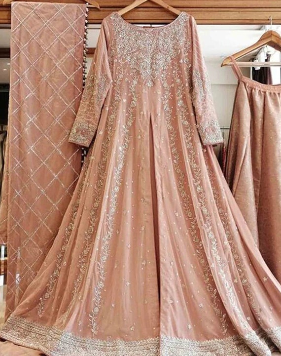 Pink Tulip Pakistani Indian Designer Wear Pastel Pink Gown PR 1018