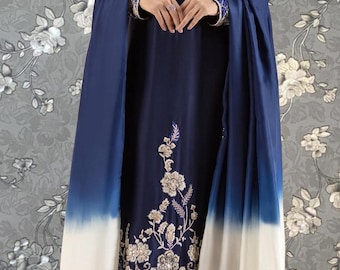 Navy Blue Cotton Silk Gharara Set-cocktail Wedding Party Handmade  Embroidery Bridesmaid Bridal Indian Pakistani Designer Customizable - Etsy