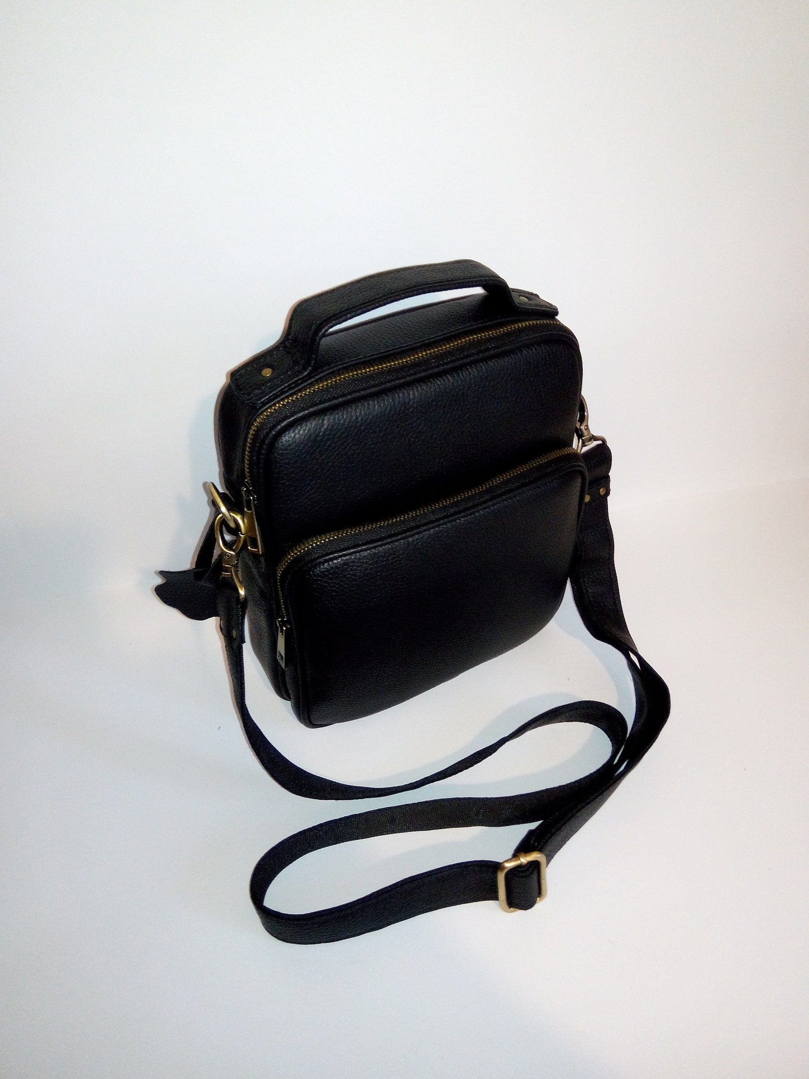 Man's Bag Genuine Leather Bag Black Men's Leather Etsy