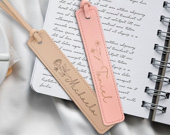 Personalized Leather Bookmark for Mom - Custom Name Bookmark with Birth Month Flower for Book Lover Gift - Bookmark Mothers Day Gift