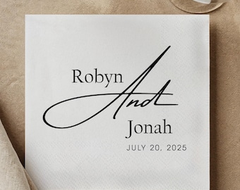 Custom Wedding Napkins with Name - Personalized Wedding Cocktail Napkins - Personalized Bridal Shower Engagement Gifts