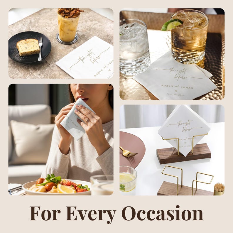 Custom Wedding Napkins with Text The Night Before Napkins - Personalized Rehearsal Dinner Napkins Bridal Shower Engagement Gifts image 6