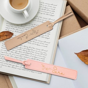 Personalized Leather Bookmark for Mother Custom Name Bookmark with Birth Month Flower for Book Lover Gift Valentine Day Gift PU leather image 3