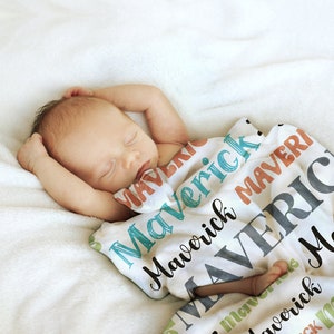 Custom Baby Name Blanket - Plush Minky Personalized Stroller Blanket - Baby Shower and Newborn Baby Gift