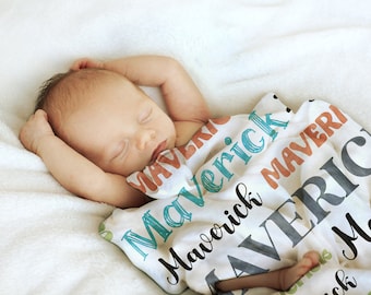 Custom Baby Name Blanket - Plush Minky Personalized Stroller Blanket - Baby Shower and Newborn Baby Gift