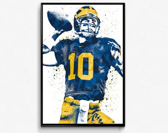 Michigan Wolverines Framed Tom Brady Autograph Replica Print Deep Throw