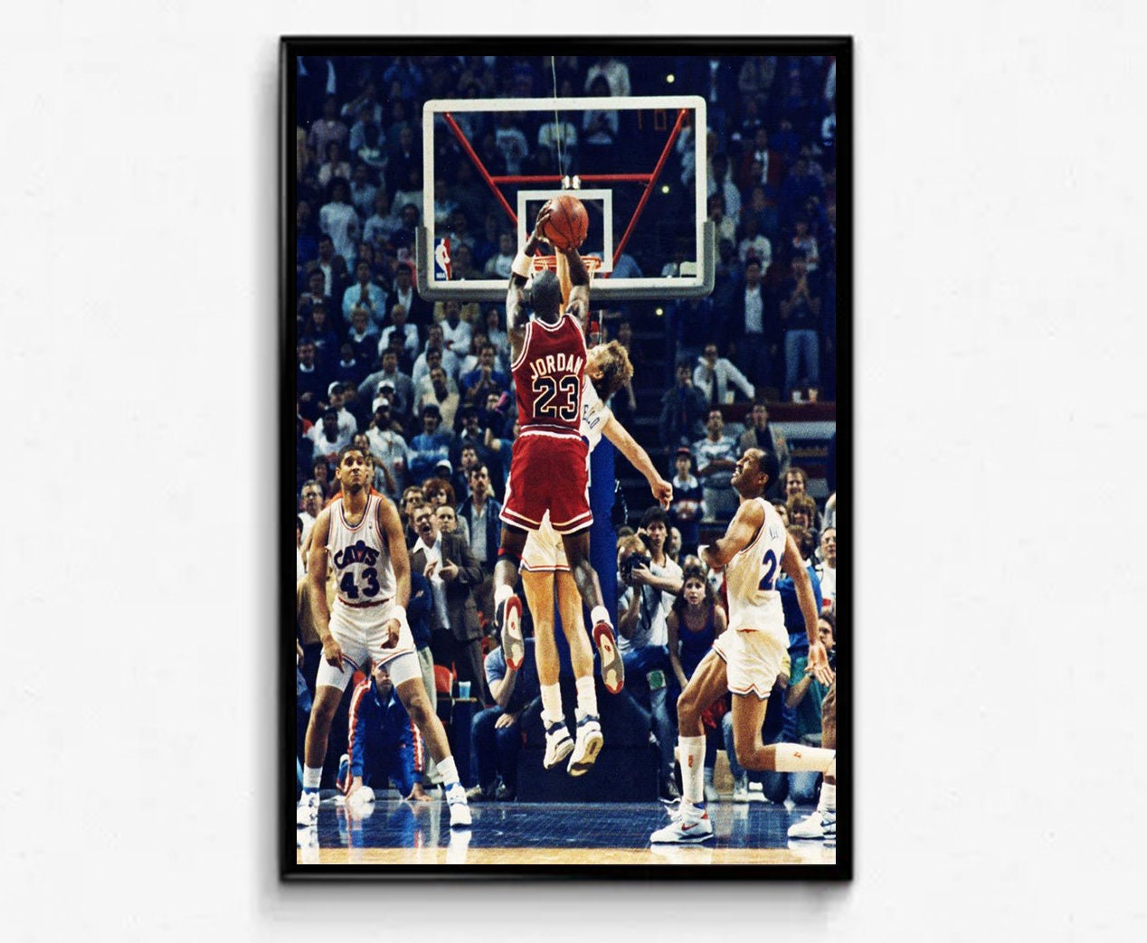 Discover Michael Jordan 1989 Shot Over Ehlo Basketball Silk Poster