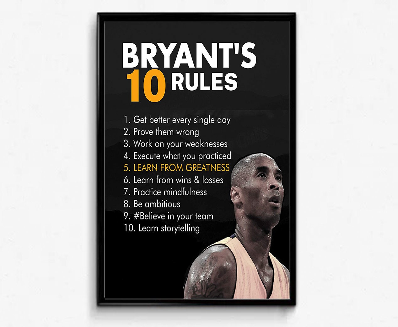 Inspirational Kobe Bryant Quotes Kobe Bryant Quotes-Bryant's Ten Rules Motivational | Etsy Singapore