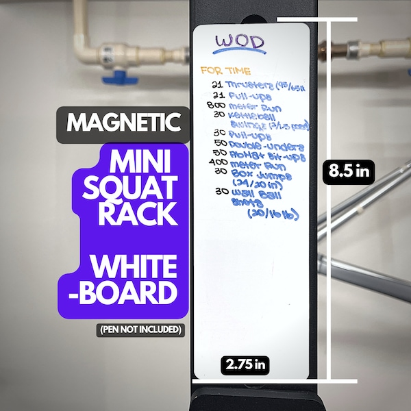 Magnetic Whiteboard for Squat Rack Uprights | Bench Press, Squat, and Barbell lifts | Home Gym Dry Erase Board