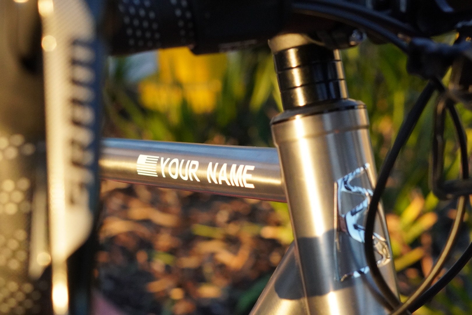 Personalized Bike Frame Decal Sticker With Flag Customize Etsy