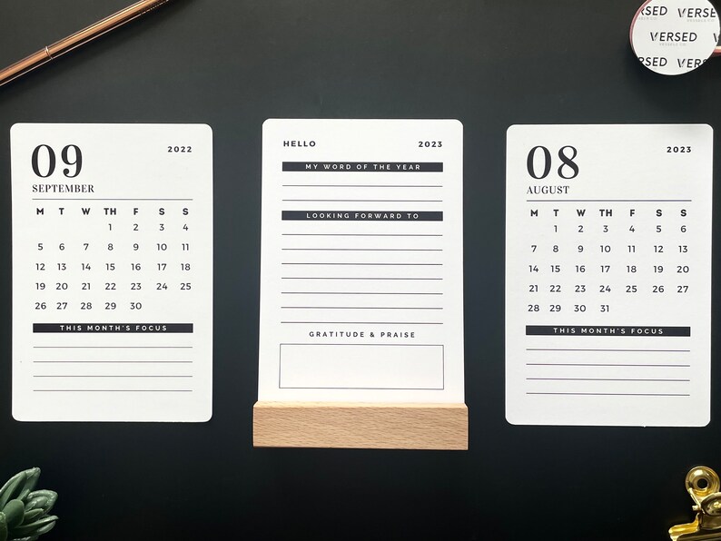 Sept 22 Aug 23 School Academic Year Desk Calendar Wooden Etsy