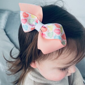 2021 Valentine's Day Infinity Hair Bow | Girls Hair Bow | Clip Hair Bow | Heart Hair Bow