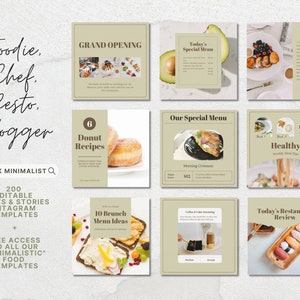 200 Instagram Food Engagement Posts Stories, Editable Templates, Foodie, Restaurant, food business, food Instagram