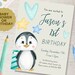 Editable PENGUIN BIRTHDAY Template Party Invitation Birthday - Etsy